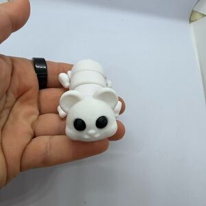 Handmade 3D Printed White Mouse Shaped Pet Figurine
